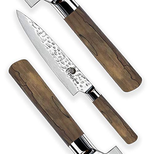 Tsuchime SXL-M8III Dellinger - Cuchillo de cocina (20,3 cm, acero de Damasco de 67 capas, mango ergonómico de madera de castaño estabilizada, hoja de 200 mm)