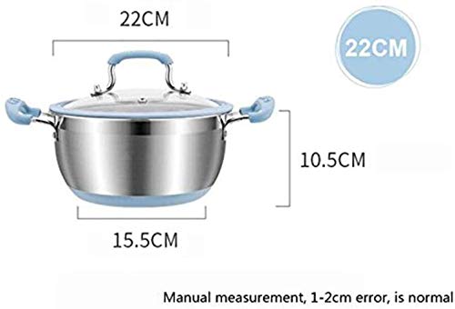 TTZY Día de la Madre Inferior Creativo cocinar sartenes ollas cazuela Sopa Olla Olla Cacerola de Acero Inoxidable Anti-Deslizante de Doble Aislamiento manija Antiadherente con Tapa, Rojo, B SHIYUE