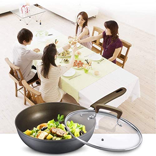 TTZY Humo de la Cocina Ollas Sartenes Cacerola Antiadherente sartén Wok Pan Pot Filete SARTÉN Menos Combustible de Horno fácil de Limpiar Gas, 28cm SHIYUE (Size : 26CM)