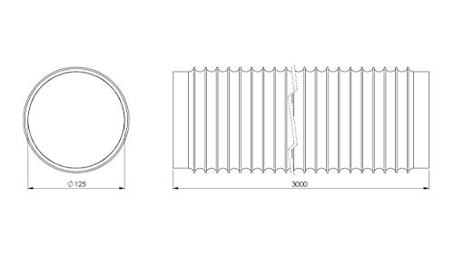 Tubo de salida de aire de 125 mm de diámetro, color negro, 3 m de longitud con aislamiento de aluminio, para secadora, aire acondicionado, campana extractora, tubo flexible de aluminio/PVC