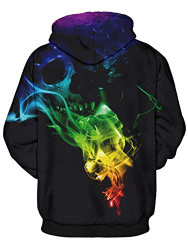 TUONROAD Hoodie Hombre Funny Humo Colores 3D Impreso Sudaderas con Capucha Ligero Unisex Sweatshirt Confortable Pullover Colorido Manga Larga Sweater Hoody con Bolsillos Cordón S-M