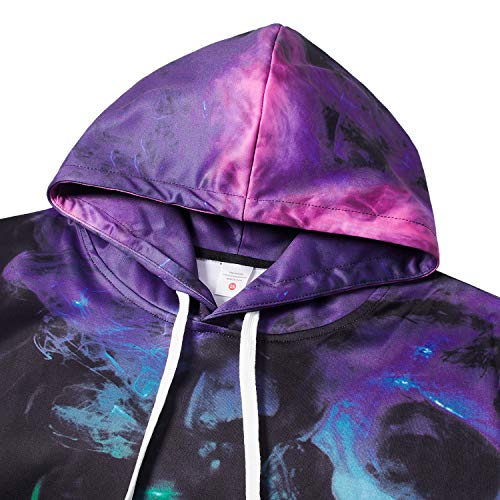 TUONROAD Hoodie Hombre Funny Humo Colores 3D Impreso Sudaderas con Capucha Ligero Unisex Sweatshirt Confortable Pullover Colorido Manga Larga Sweater Hoody con Bolsillos Cordón S-M