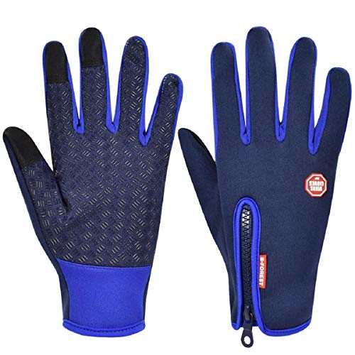 Tuopuda Unisexo Guantes Ciclismo Invierno Guantes Deportivos deportes al aire libre pantalla táctil Moto Bici Motocicleta anti-viento (M, azul)