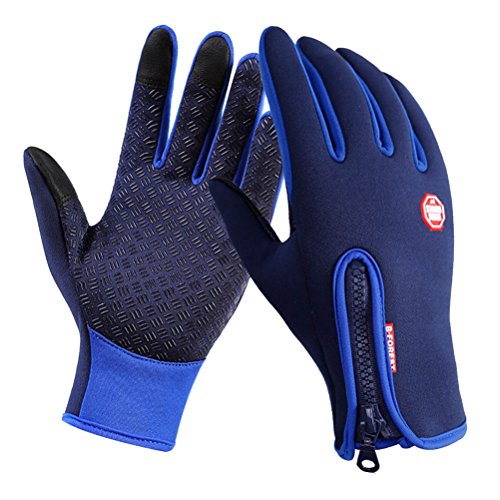 Tuopuda Unisexo Guantes Ciclismo Invierno Guantes Deportivos deportes al aire libre pantalla táctil Moto Bici Motocicleta anti-viento (M, azul)