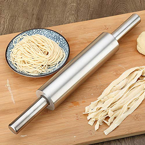 Turbobm Rodillo, Rodillo de Acero Inoxidable Antiadherente y Mantenimiento Cero para Hornear, Masa para niños Pizza Pie Galletas Herramienta para Hornear Accesorios de Cocina