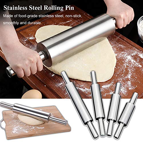 Turbobm Rodillo, Rodillo de Acero Inoxidable Antiadherente y Mantenimiento Cero para Hornear, Masa para niños Pizza Pie Galletas Herramienta para Hornear Accesorios de Cocina