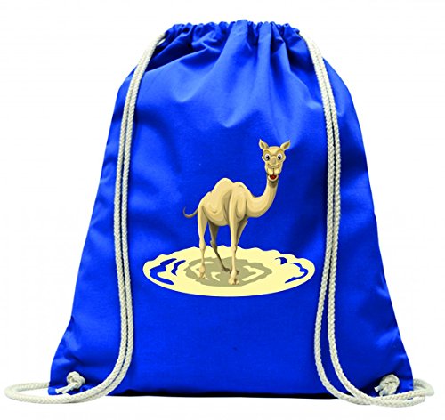 'Turn Bolsa "Camello de animales de Egipto de desierto de Natural de África de sahara de arena de viaje de verano de calor de sol de viajes con cordón – 100% algodón de bolsa Con Asas De Mochila de bolsa de deporte, azul