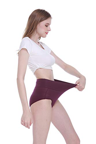 Tuuhaw Bragas para mujer, paquete de 5, braguitas, braga-faja, algodón, talle alto, transpirable morado XS