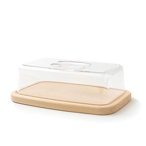 Tuuli Kitchen Quesera Tabla Cortar Madera Cocina Conservación Embutidos Queso Pan Torta Campana Tapa Plastico Rectangular