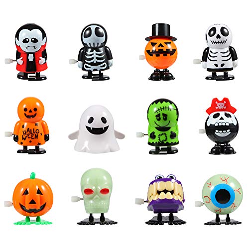 Twister.CK Halloween Pumpkin Ghost Skull Wind Up Toys, Divertidos Juguetes de Salto para la Fiesta de Halloween Goody Bag Filler (Paquete de 12)