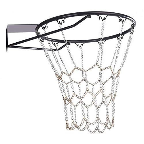 TXYFYP Resistente Galvanizado Acero Cadena Baloncesto Nueva, Interioriores y Exterior Deporte Artículos Canasta de Baloncesto - Negro+Plata, Free Size