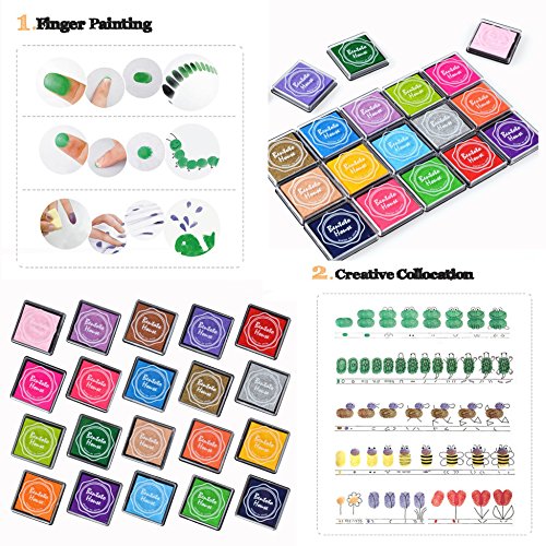 Txyk 20 Colores Rainbow Finger Ink Pad para niños Craft Ink Pad Sellos Partner DIY Color 4 * 4 cm