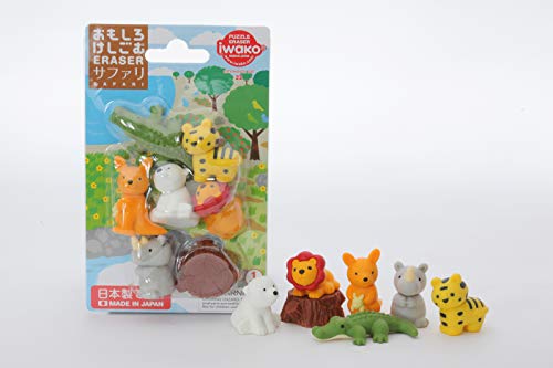 Ty Iwako Eraserz - Set de Figuras de Animales de Safari