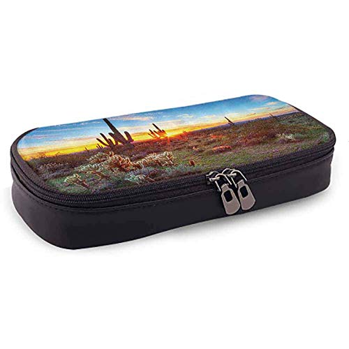 TYUHN Safari Decor Bolsa de lápices de varios patrones Imagen de un tigre de Bengala acostado cerca del agua Vida salvaje Cueva Piedra Relajarse Agua clara Accesorios lindos