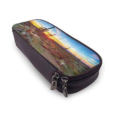 TYUHN Safari Decor Bolsa de lápices de varios patrones Imagen de un tigre de Bengala acostado cerca del agua Vida salvaje Cueva Piedra Relajarse Agua clara Accesorios lindos