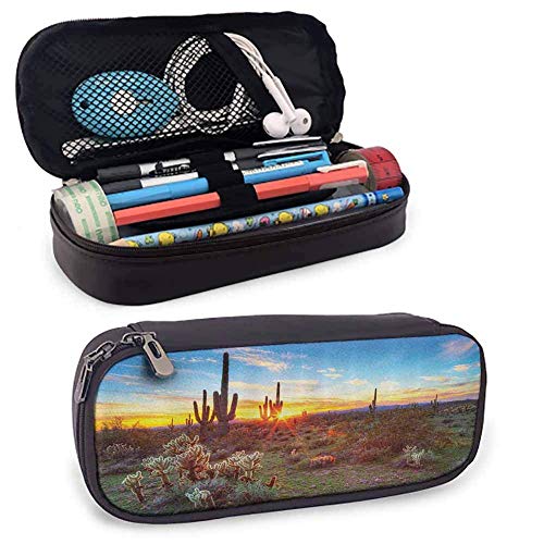 TYUHN Safari Decor Bolsa de lápices de varios patrones Imagen de un tigre de Bengala acostado cerca del agua Vida salvaje Cueva Piedra Relajarse Agua clara Accesorios lindos