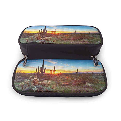 TYUHN Safari Decor Bolsa de lápices de varios patrones Imagen de un tigre de Bengala acostado cerca del agua Vida salvaje Cueva Piedra Relajarse Agua clara Accesorios lindos