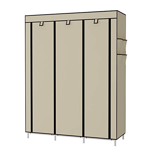 UDEAR Armario de Tela Plegable Ropa Organizador Closet portátil Guardarropa Beige