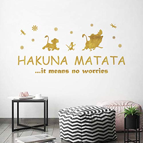 ufengke Pegatinas de Pared Letras and Frases Hakuna Matata Vinilos Adhesivas Pared Citas Motivacionales Doradas para Dormitorio Guardería Habitación Infantiles Niños