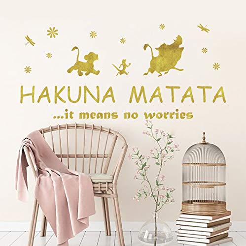 ufengke Pegatinas de Pared Letras and Frases Hakuna Matata Vinilos Adhesivas Pared Citas Motivacionales Doradas para Dormitorio Guardería Habitación Infantiles Niños