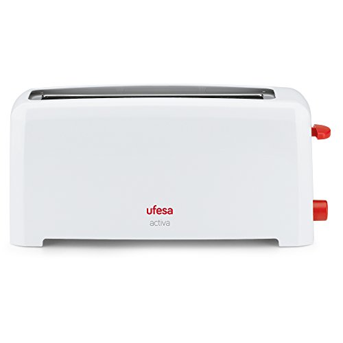 Ufesa TT7361 - Tostador,1000W, 1 Ranura, Selección de Tostado de 6 Posiciones, Pulsador de Parada, Función Extra Elevación, Calienta-Panecillos, Bandeja recogemigas, Recogecables