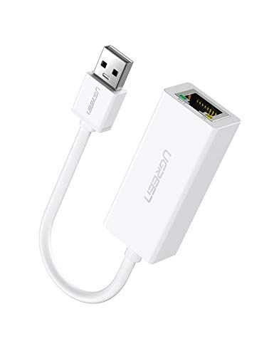 UGREEN Adaptador USB a Ethernet RJ45, Adaptador Tarjeta de Red LAN Ethernet 100Mbps a USB 2.0 para Nintendo Switch, XiaoMi Mi Box S, Mi Box 3, Macbook Pro, Macbook Air, Wii, WiiU, Chromecast (Blanco)