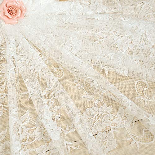 UHAPEER Manteles clásicos de Encaje Blanco (60 x 118 cm, para Bodas), diseño Vintage con Bordado de Rosa