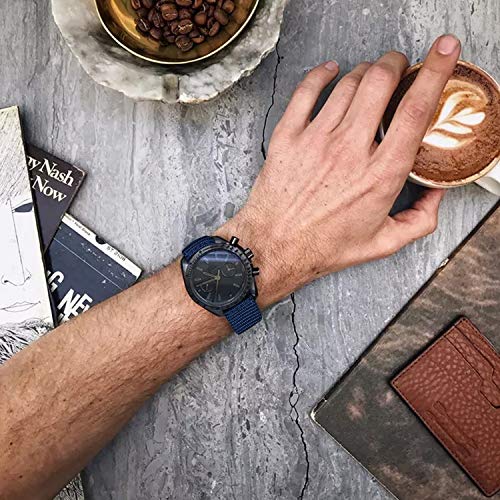 Ullchro Nylon Correa Reloj Calidad Alta Lienzo Correa Relojes Militar del ejército - 18mm, 20mm, 22mm, 24mm Correa Reloj con Hebilla de Acero Inoxidable (22mm, Azul Profundo)