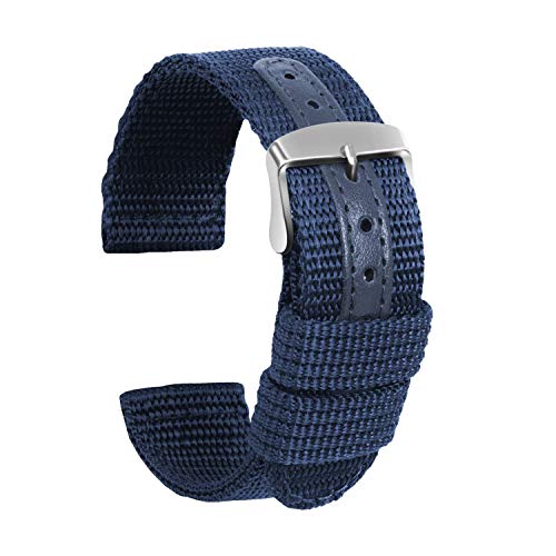 Ullchro Nylon Correa Reloj Calidad Alta Lienzo Correa Relojes Militar del ejército - 18mm, 20mm, 22mm, 24mm Correa Reloj con Hebilla de Acero Inoxidable (22mm, Azul Profundo)