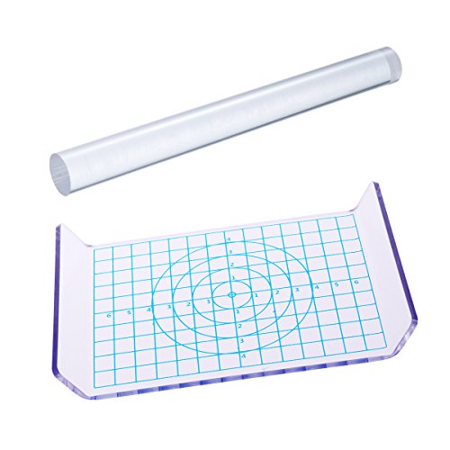 ULTNICE 2pcs Clay Rolling Pin Acrylic Clay Roller Acrylic Sheet Board with Grid Essential Modelling Tools