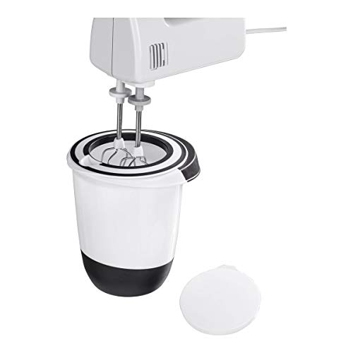 Unbekannt Bol para Mezclar con Tapa, 1,5 litros, Apertura para Remover, Base de Parada, protección contra Salpicaduras, Bol de 1,5 L, Recipiente para conservas, Blanco y Negro