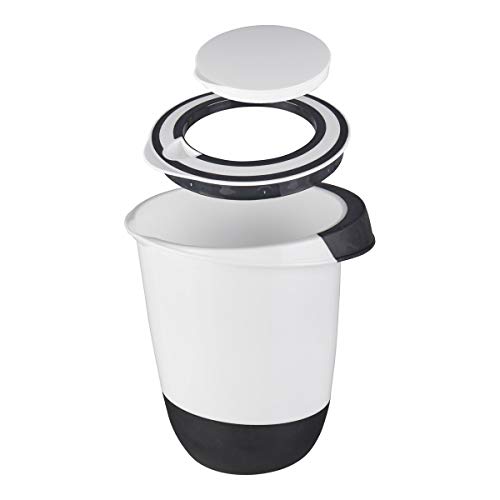 Unbekannt Bol para Mezclar con Tapa, 1,5 litros, Apertura para Remover, Base de Parada, protección contra Salpicaduras, Bol de 1,5 L, Recipiente para conservas, Blanco y Negro