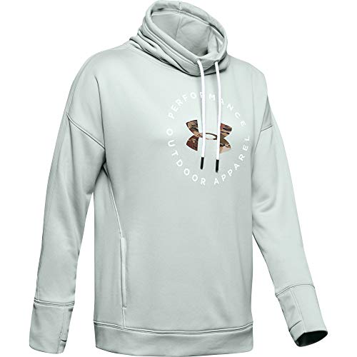 Under Armour - Sudadera con Capucha para Mujer, Cuello de Embudo Terry Graphic, Mujer, Color Atlas Green (189)/Onyx Blanco, tamaño Extra-Large