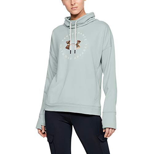 Under Armour - Sudadera con Capucha para Mujer, Cuello de Embudo Terry Graphic, Mujer, Color Atlas Green (189)/Onyx Blanco, tamaño Extra-Large