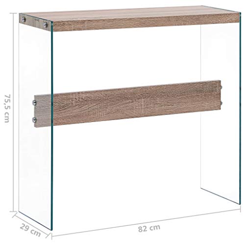 UnfadeMemory Mesa Consola Recibidor de Entrada de Cristal,Mesa Alta Cocina,Mesa de Entrada,Mueble Auxiliar,Superficie de MDF,82x29x75,5cm (Roble)