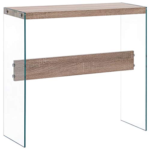 UnfadeMemory Mesa Consola Recibidor de Entrada de Cristal,Mesa Alta Cocina,Mesa de Entrada,Mueble Auxiliar,Superficie de MDF,82x29x75,5cm (Roble)