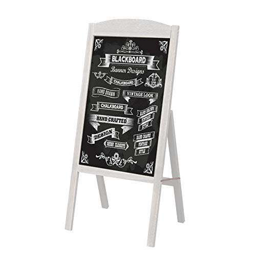 UNHO Pizarra de Madera de Pie Pizarra de Dibujo Magnética Tablero Publicitario para Menú Anuncios Promociones Pizarra Plegable para Restaurante Cafetería Bar Color Gris