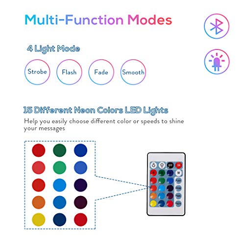 unho Pizarra LED Luminosa 80 x 60cm Tablero de Mensajes LED con 15 Colores y 4 Modo de Luz Pizarra Colgante con Superficie de Vidrio y Marco de Madera Incluye Control Remoto