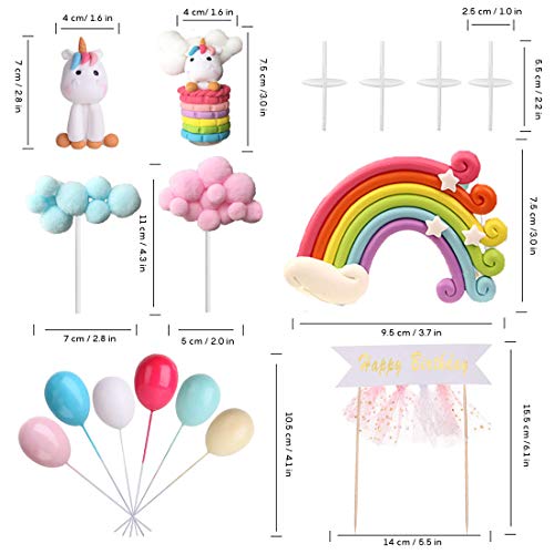 Unicornio Decoración de Tartas Globo Nube Arcoiris Banner de Feliz Cumpleaños Cake Topper Decoraciones para Niños Niñas Fiesta Baby Shower