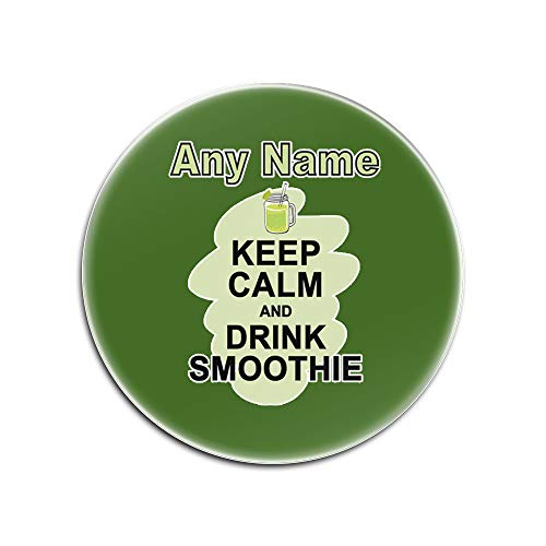 UNIGIFT Posavasos Personalizable con Texto en inglés Keep Calm Drink Smoothie Glass (diseño de alimento), para Cualquier Nombre, Mensaje, único, Vidrio, Verde, Redondo