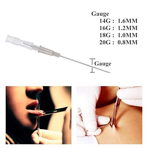 Unihubys Catheter Piercing Needles- 50PCS 20 Gauge Ear Nose Piercing Needles IV Catheter Needles Piercing Tattoo Piercing Tools Suministros de perforación (20G)