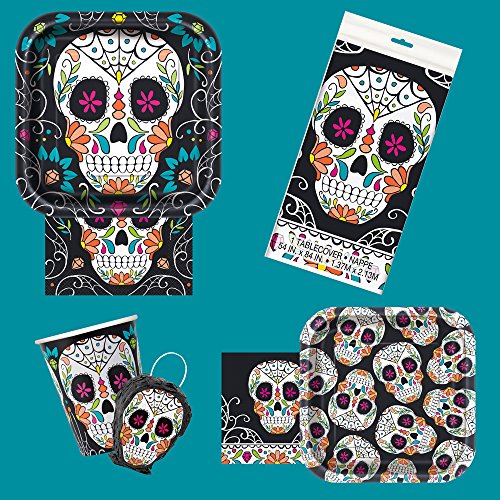 Unique Party 77062 - Calavera Día de los Muertos Halloween Servilletas, Paquete de 20