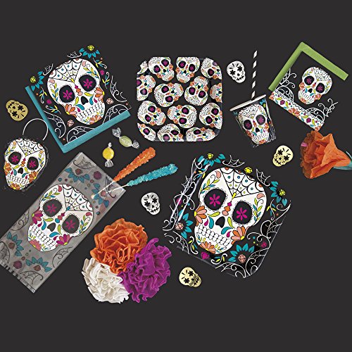 Unique Party 77062 - Calavera Día de los Muertos Halloween Servilletas, Paquete de 20