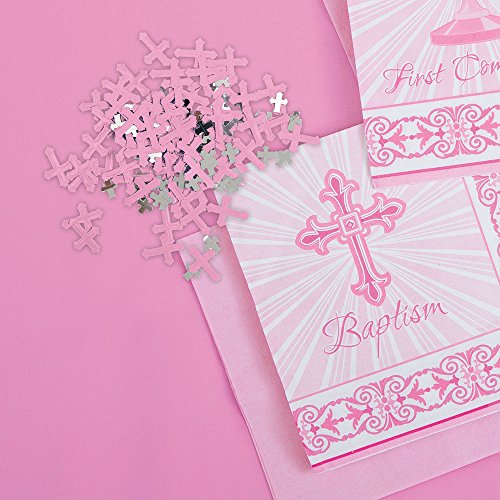 Unique Party - Confeti Metálico - Diseño Religioso Cruzado Radiante - Color Rosa (43790)