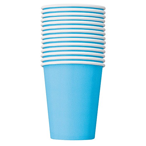 Unique Party- Paquete de 14 vasos de papel, Color azul claro, 266 ml (30903)