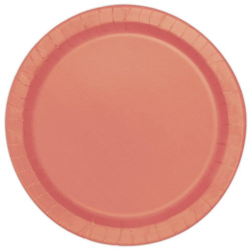 Unique Party- Paquete de 16 platos de papel, Color rosa coral, 23 cm (99235)