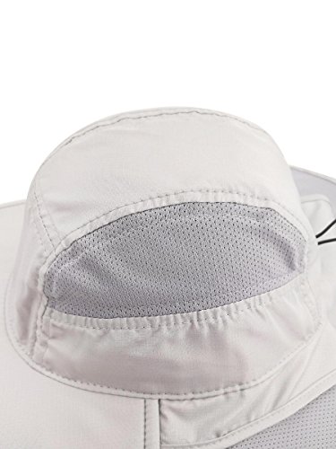 Unisex Gorra de Safari con Extra Largo Protector de Nuca 12cm Gran Borde para Actividades al Aire Libre Sol Protección UV - Gris Claro