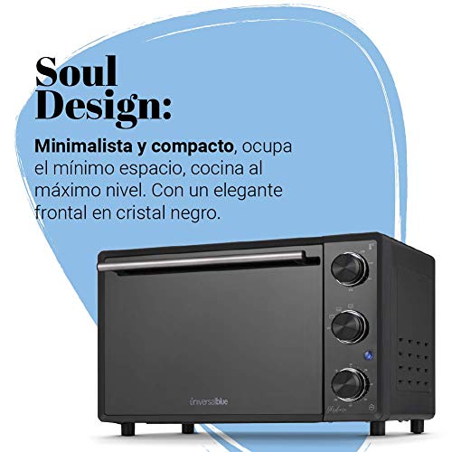 UNIVERSALBLUE Mini Horno Eléctrico Sobremesa | Potencia 1500W | Capacidad 28L | Horno Pequeño