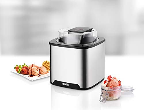 UNOLD 48855 EISMASCHINE Gelato, 1,5 l de Volumen, sin compresor, Crema de Helado en Solo Aprox. 20-30 Minutos, Acero inoxidable, negro