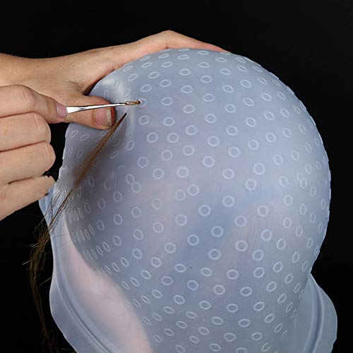 upain Gorro Mechas Peluqueria de Silicona Transparente Gorro de Tinte Sombrero para Teñir y Gancho Coloración del Pelo DIY